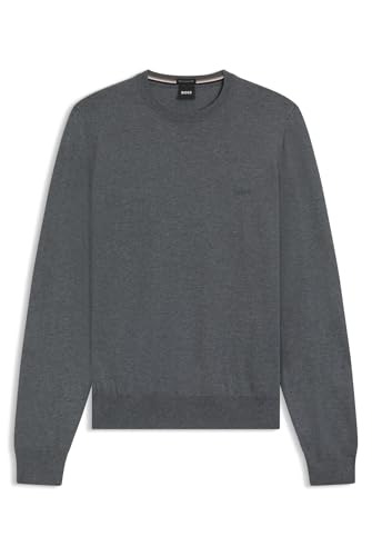 BOSS Herren Botto-L Regular-Fit Pullover aus Schurwolle mit Logo-Stickerei Grau XXL von BOSS