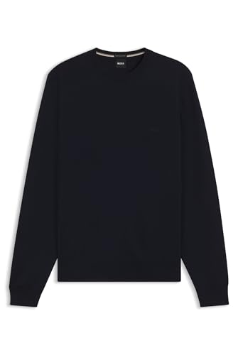 BOSS Herren Botto-L Regular-Fit Pullover aus Schurwolle mit Logo-Stickerei Dunkelblau L von BOSS