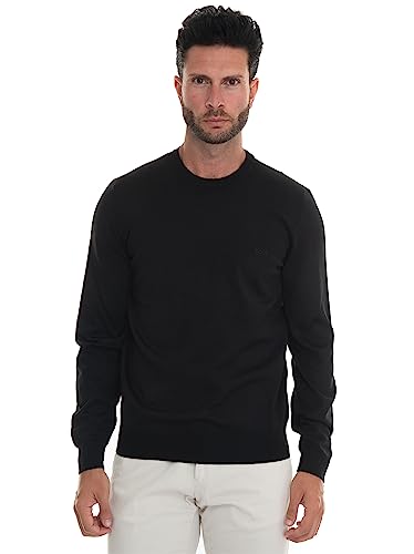 BOSS Herren Botto-L Pullover aus Schurwolle mit Rundhalsausschnitt und Logo-Stickerei Schwarz S von BOSS