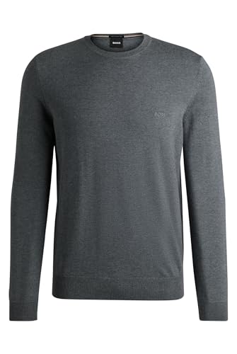BOSS Herren Botto-L Regular-Fit Pullover aus Schurwolle mit Logo-Stickerei Grau M von BOSS