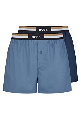 BOSS Herren Boxershorts Webboxer Pyjama-Shorts Woven Boxer Shorts 2er Pack, Farbe:Blau, Größe:2XL, Artikel:-438 Navy/Blue von BOSS