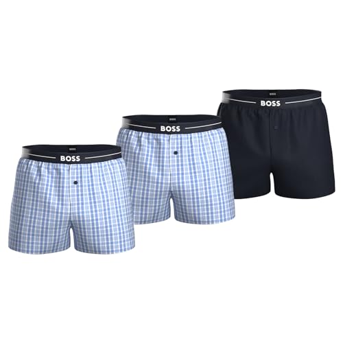 BOSS Herren Boxer, 3er Pack, Uni Sortiert, Open Blue, M von BOSS