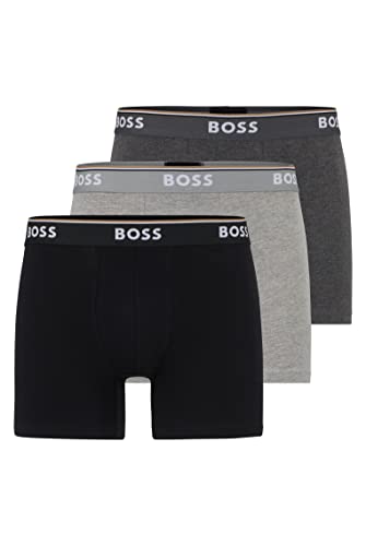 BOSS Herren Boxer Briefs, 3er Pack, Open Grey 061, XL von BOSS