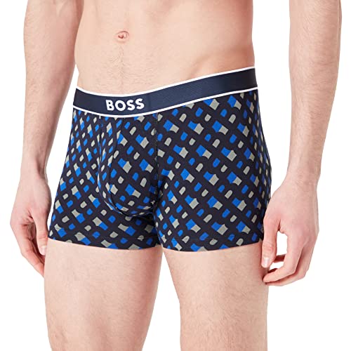 BOSS Herren Boxer Unterhose Shorts Trunk 24 Print, Farbe:Blau, Größe:2XL, Artikel:-434 Blue/Black Print von BOSS