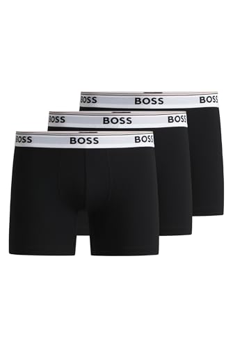 BOSS Herren BoxerBr 3P Power Dreier-Pack eng anliegende längere Boxershorts aus Stretch-Baumwolle mit Logos Schwarz001 5XL von BOSS