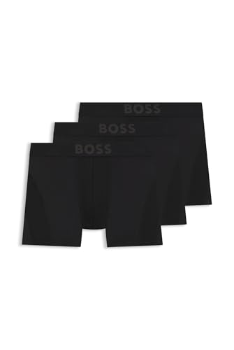 BOSS Herren BoxerBr 3P Active Dreier-Pack eng anliegende Boxershorts aus elastischer Mikrofaser Schwarz001 S von BOSS