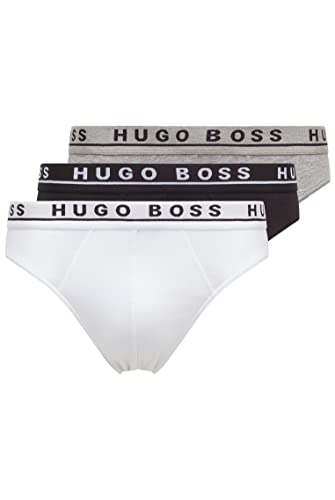 BOSS Herren Brief 3P CO/EL Dreier-Pack Slips aus Stretch-Baumwolle mit Logos am Bund,Assorted-pre-Pack,X-Large von BOSS