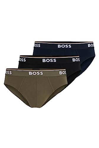 BOSS Herren Brief 3P Power Dreier-Pack Slips aus Stretch-Baumwolle mit Logos am Bund Gemustert M von BOSS