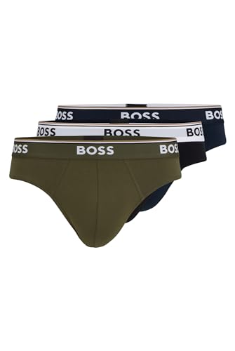 BOSS Herren Brief 3P Power Dreier-Pack Slips aus Stretch-Baumwolle mit Logos am Bund Gemustert M von BOSS