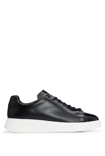 BOSS Herren Bulton Runn Sneakers aus Leder mit Gummisohlen Schwarz 43 Größe 43 von BOSS