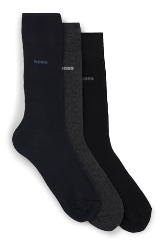 BOSS Herren Business Socken Strümpfe RS Uni CC 3 Paar, Farbe:Mehrfarbig, Größe:39-42, Artikel:-961 black/navy/grey von BOSS