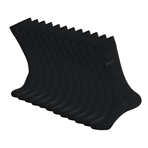 BOSS Herren Business Socken Strümpfe RS Uni CC 6 Paar, Farbe:Grau, Größe:43-46, Artikel:-012 charcoal von BOSS