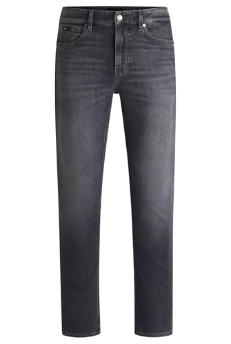 BOSS Herren C-Delaware Graue Slim-Fit Jeans aus softem Denim Dunkelgrau 33/34 von BOSS