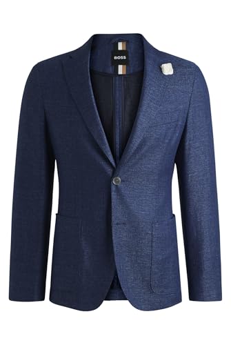 BOSS Herren C-Hanry-252 Slim-Fit Sakko aus fein gemustertem Gewebe Dunkelblau 52 von BOSS