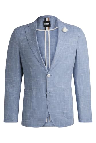BOSS Herren C-Hanry-252 Slim-Fit Sakko aus fein gemustertem Gewebe Hellblau 50 von BOSS