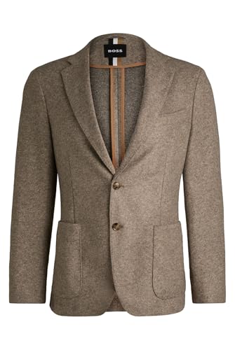 BOSS Herren C-Hanry-J-233 Slim-Fit Sakko aus Stretch-Jersey mit Woll-Anteil Beige 54 von BOSS