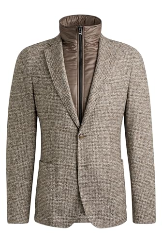 BOSS Herren C-Hanry-J-Bib-244 Slim-Fit Sakko mit Reißverschluss am Einsatz Weiß 52 von BOSS