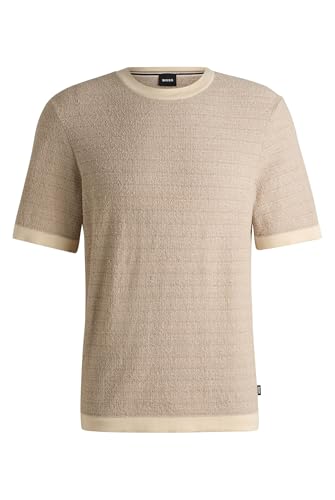 BOSS Herren C-Jiordano Relaxed-Fit T-Shirt mit Jacquard-Struktur Weiß XXL von BOSS