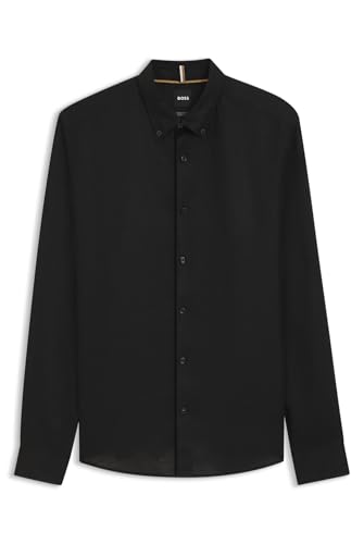 BOSS Herren C-LIAM-S-BD-C1-243 Regular-Fit Button-Down-Hemd aus Leinen Schwarz001 XL von BOSS