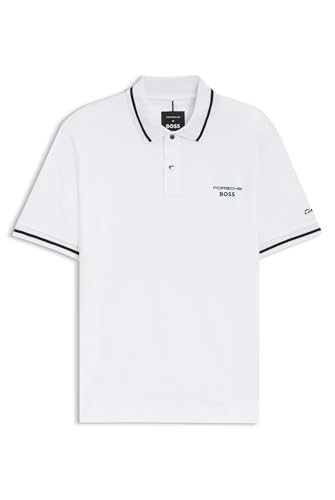 BOSS Herren C-Parris 197 PS Porsche x Poloshirt aus Baumwolle mit Feuchtigkeitsregulierung Weiß L von BOSS