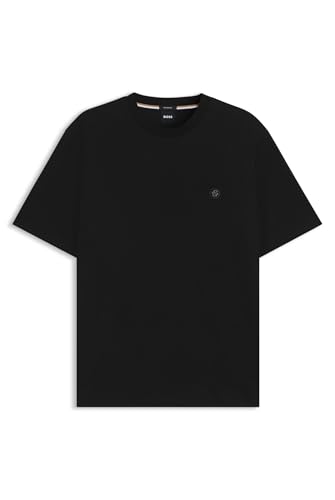 BOSS Herren C-Taut 01 Regular-Fit T-Shirt aus Baumwolle mit Double-B-Monogramm Schwarz001 L von BOSS