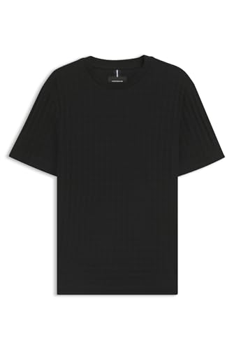 BOSS Herren C-Thompson 198 PS Porsche x T-Shirt aus merzerisierter Baumwolle mit Hahnentritt-Muster Schwarz001 XL von BOSS