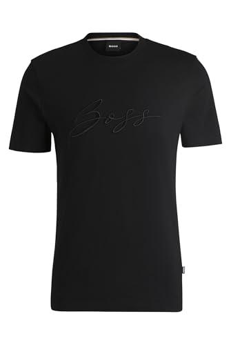 BOSS Herren C-Thompson 70 Regular-Fit T-Shirt aus Baumwoll-Jersey mit Script-Logo Schwarz001 L von HUGO BOSS