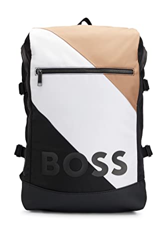 BOSS Herren Catch 2.0 T Backp L Rucksack aus recyceltem Material mit Signature-Streifen und Logo Gemustert Stck von BOSS