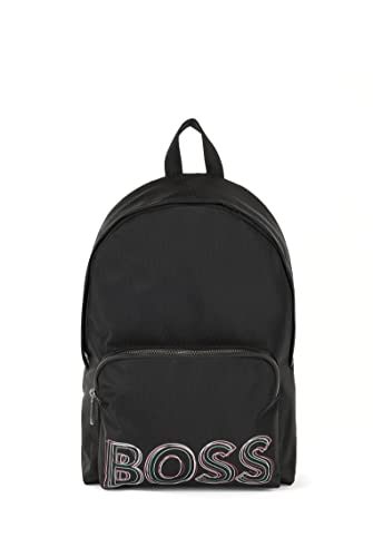 BOSS Herren Catch multi Backp Rucksack aus recyceltem Gewebe mit Reißverschluss und mehrfarbigem Logo Schwarz Stck von BOSS
