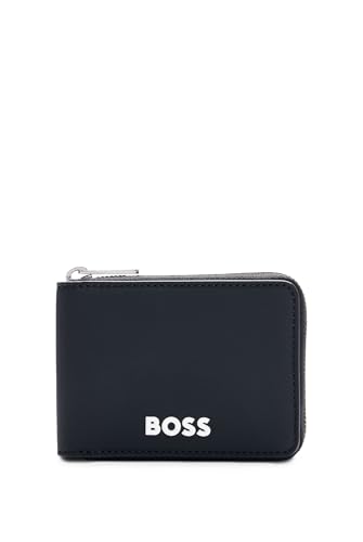 BOSS Herren Catch3.0 S Geldbörse aus Kunstleder mit umlaufendem Reißverschluss und kontrastfarbenem Logo Schwarz Stck von Hugo Boss
