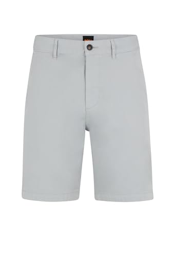 BOSS Herren Chino-Slim-Shorts Slim-Fit Shorts aus elastischem Baumwolle-Twill Hellgrau 38 von BOSS