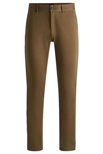 BOSS Herren Chino Slim Slim-Fit Chino aus elastischem Baumwoll-Satin Hellgrün 29/32 von BOSS