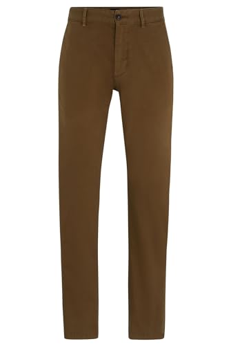 BOSS Herren Chino Slim Slim-Fit Chino aus elastischem Baumwoll-Satin Hellgrün 38/36 von BOSS