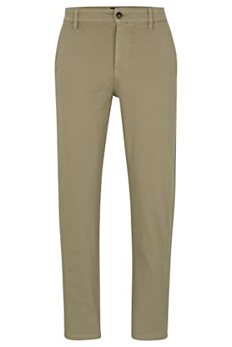 BOSS Herren Chino Tapered Tapered-Fit Hose aus Cavalry-Twill aus Stretch-Baumwolle Hellgrün 32/34 von BOSS