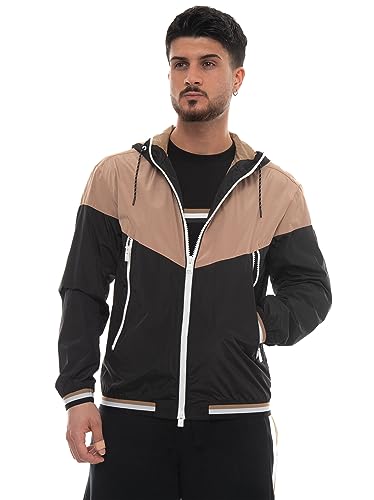 BOSS Herren Cireno Wasserabweisende Jacke aus recycelten Materialien mit Kapuze Beige 52 von BOSS