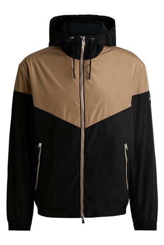 BOSS Herren Cireno1 Wasserabweisende Jacke aus verschiedenen Materialien mit Mesh-Innenfutter Beige 46 von BOSS