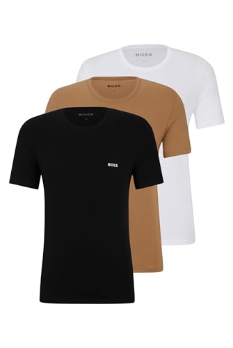 BOSS Herren Classic T-Shirts Kurzarm Shirts Pure Cotton Crew-Neck 3er Pack, Farbe:Mehrfarbig, Artikel:-265 beige/White/Black, Größe:XL von HUGO BOSS