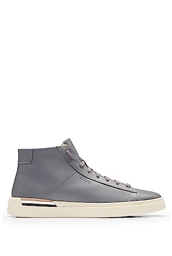 BOSS Herren Clint Hito Sneakers aus Leder mit Signature-Streifen und Logo Dunkelgrau 42 von BOSS