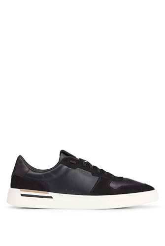 BOSS Herren Clint Tenn Sneakers aus Leder und Veloursleder mit Cupsohle und Schnürung Schwarz 39 Größe 39 von BOSS