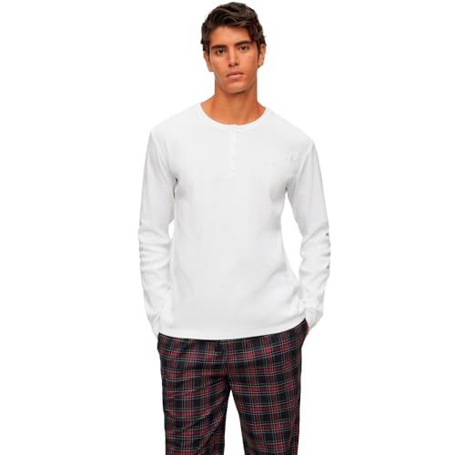 BOSS Men Cosy LS-Shirt White100, M von BOSS