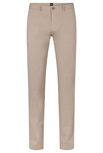 BOSS Herren Crigan3-D Regular-Fit Chino aus elastischer Baumwoll-Gabardine Hellbeige 58 von BOSS