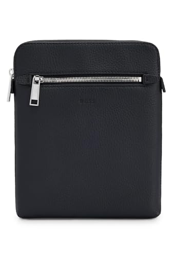 BOSS Herren Crosstown S Z env p Umhängetasche italienischem Leder mit Logo-Prägung Schwarz Stck von BOSS