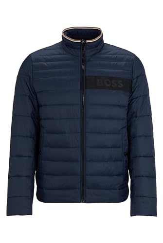BOSS Herren Darolus Wasserabweisende Jacke mit 3D-Logo-Tape Dunkelblau 58 von BOSS