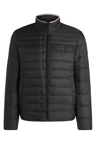 BOSS Herren Darolus Wasserabweisende Jacke mit 3D-Logo-Tape Schwarz001 48 von BOSS