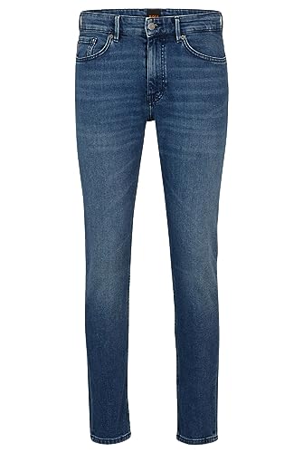 BOSS Herren Delano BC-C Mittelblaue Slim-Fit Jeans aus komfortablem Stretch-Denim Blau 38/34 von BOSS