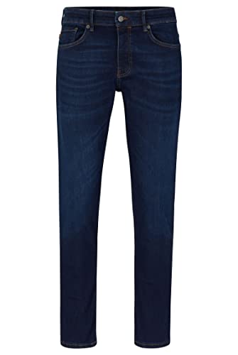 BOSS Herren Delano BC-P Slim-Fit Jeans aus blauem Super-Stretch-Denim Dunkelblau 30/32 von BOSS