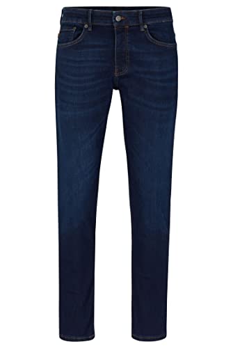 BOSS Herren Delano BC-P Slim-Fit Jeans aus blauem Super-Stretch-Denim Dunkelblau 36/34 von BOSS