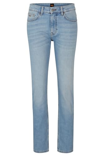 BOSS Herren Delaware BC-C Hellblaue Slim-Fit Jeans aus bequemem Stretch-Denim Hellblau 33/34 von BOSS