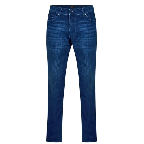 BOSS Herren Delaware BC-L-P Blaue Slim-Fit Jeans aus Super-Stretch-Denim Dunkelblau 33/36 von BOSS