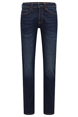 BOSS Herren Delaware BC-L-P Slim-Fit Jeans aus dunkelblauem Super-Stretch-Denim von BOSS